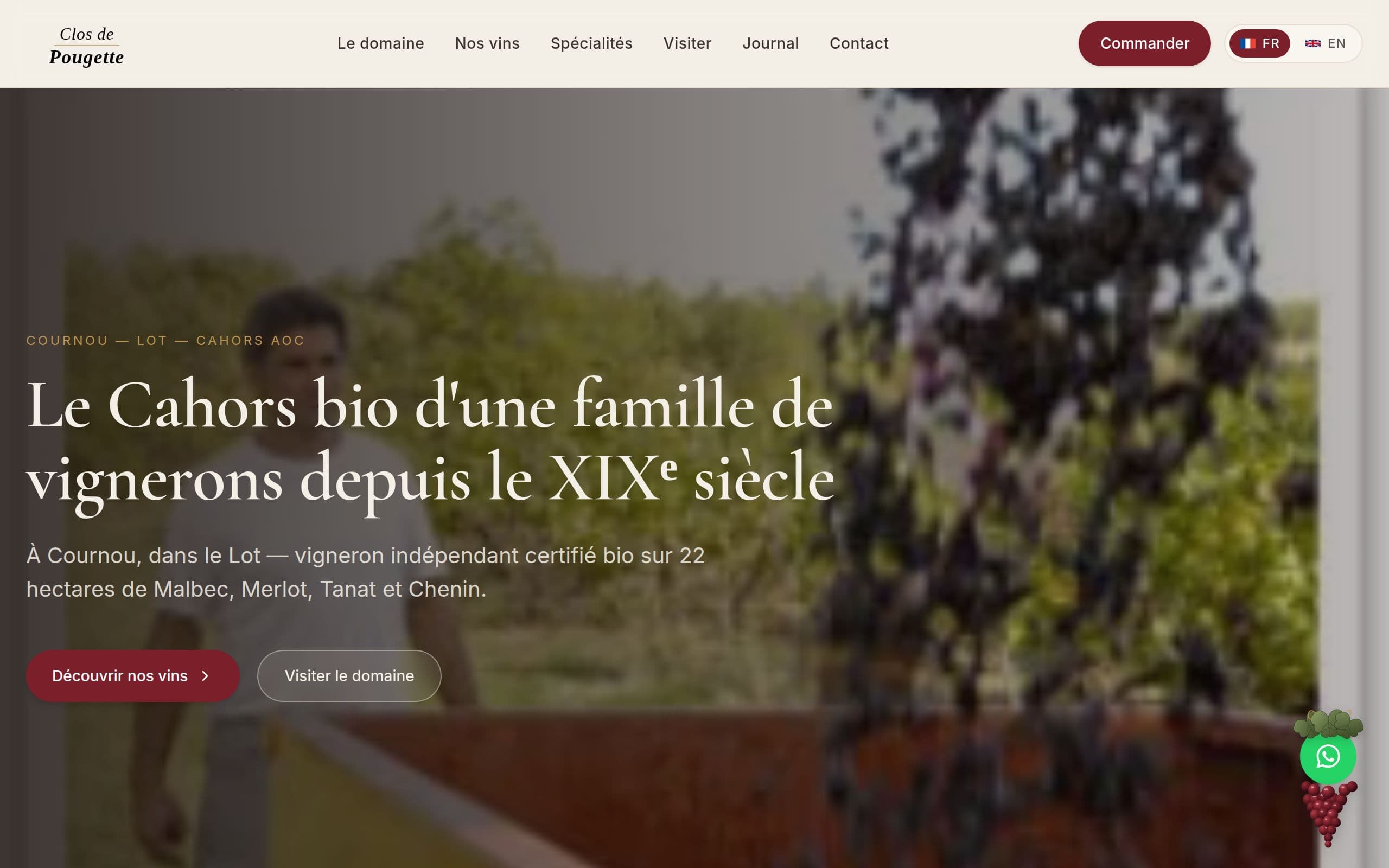 Aperçu du site Clos de Pougette