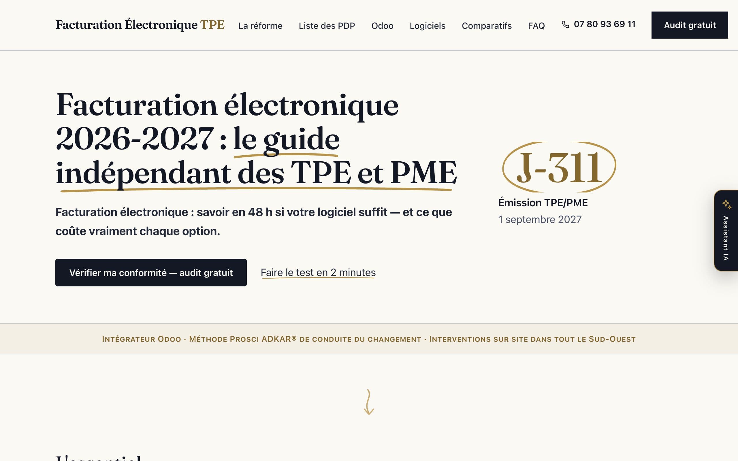 Aperçu du site Facturation Électronique TPE