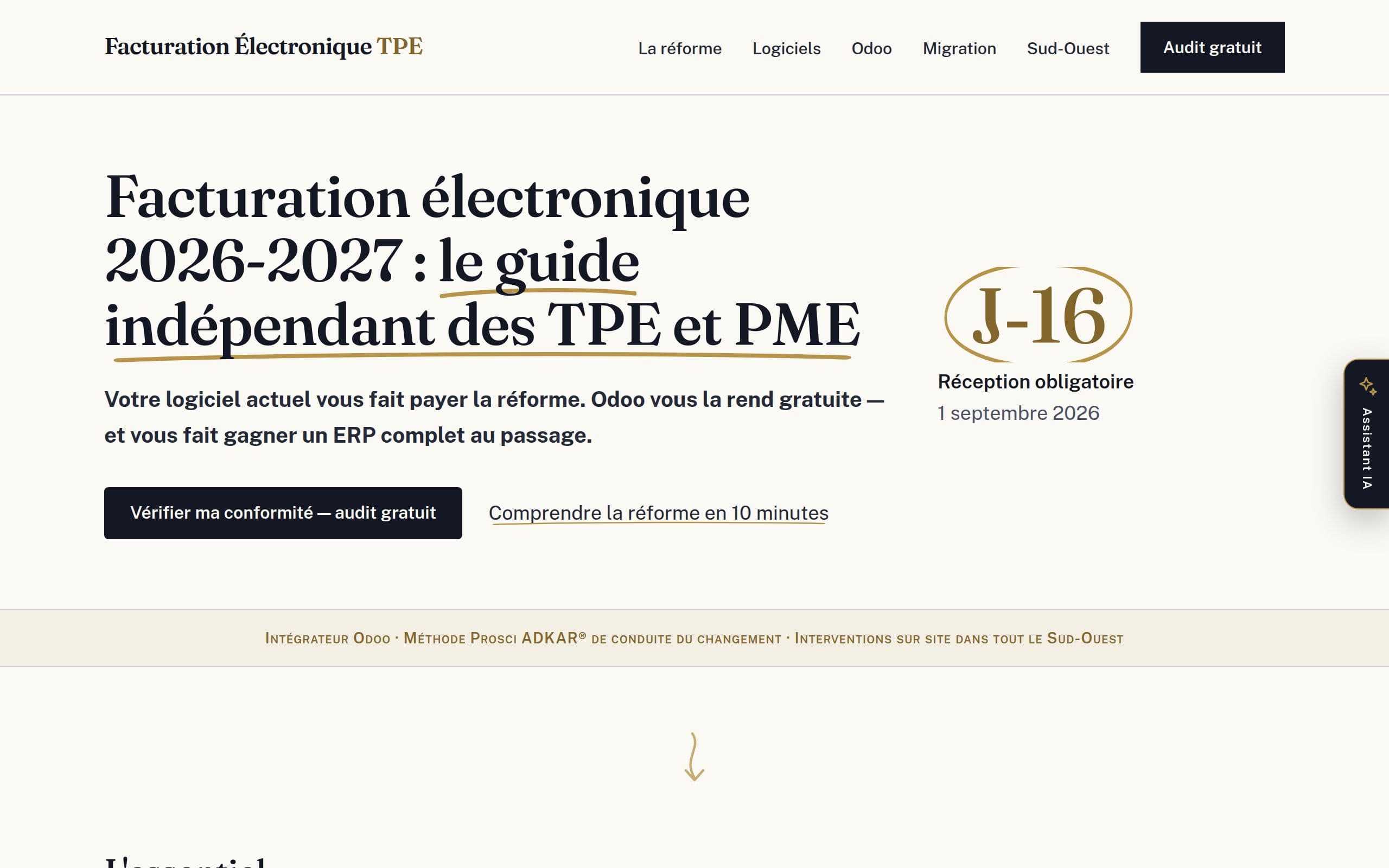 Aperçu du site Facturation Électronique TPE