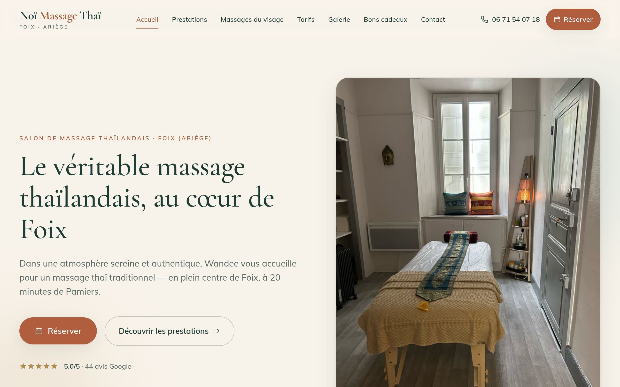Aperçu du site Noï Massage Thaï