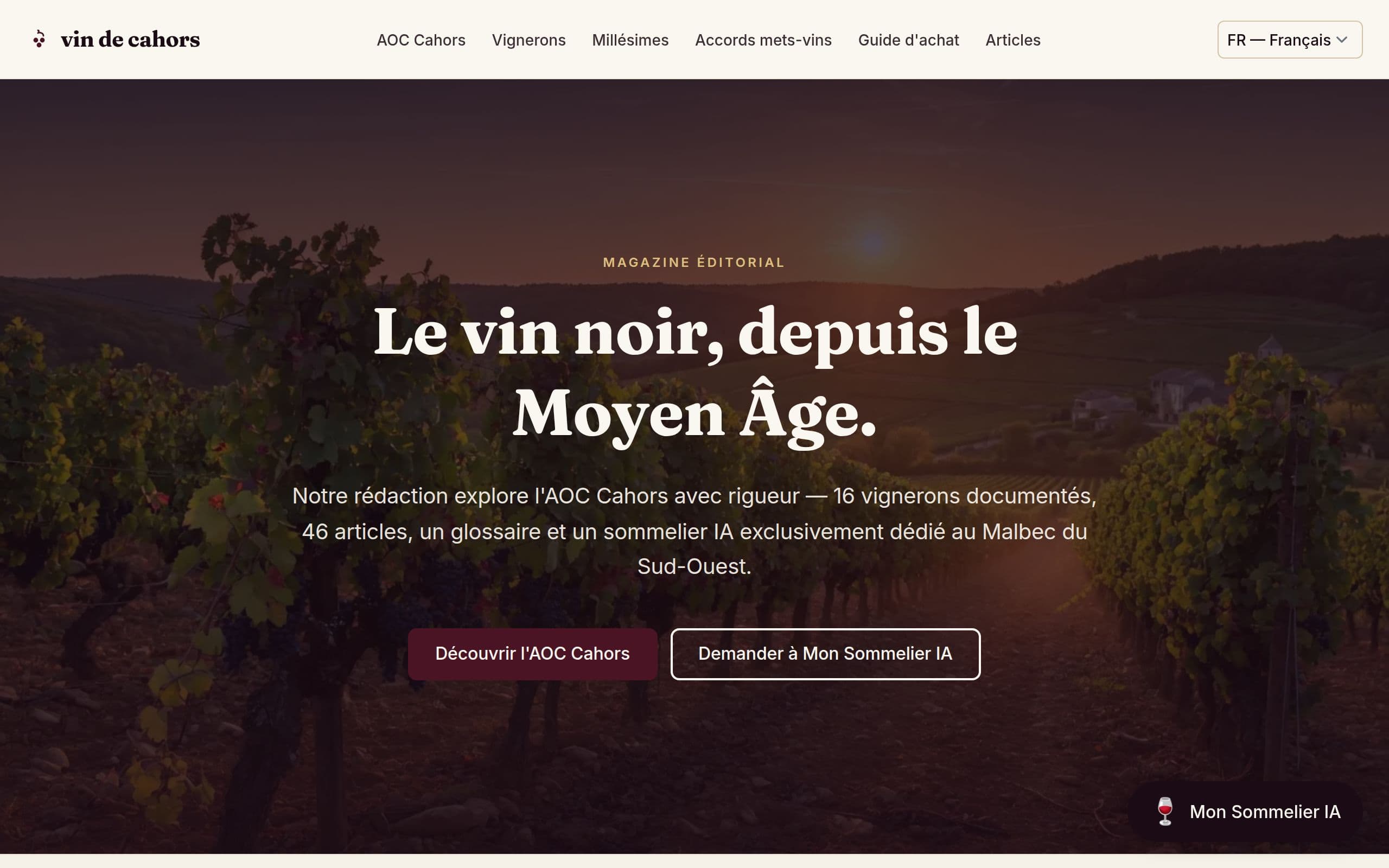 Aperçu du site Vin de Cahors